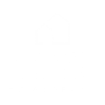 A logo for Summer Breeze Apartments featuring a stylized house.